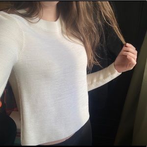 Club Monaco White ribbed long-sleeve